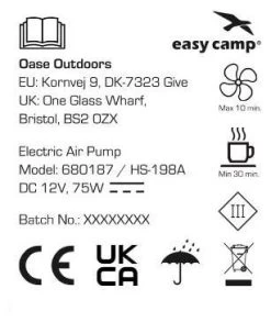 Easy Camp El Nino 12V Pump -Camping Soldes easy camp el nino 12v pump black 13 x 11 5 x 10 2 cm black 1