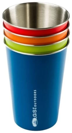 GSI Glacier Stainless Pint Set (4pcs) -Camping Soldes gsi glacier stainless pint set 4pcs 1